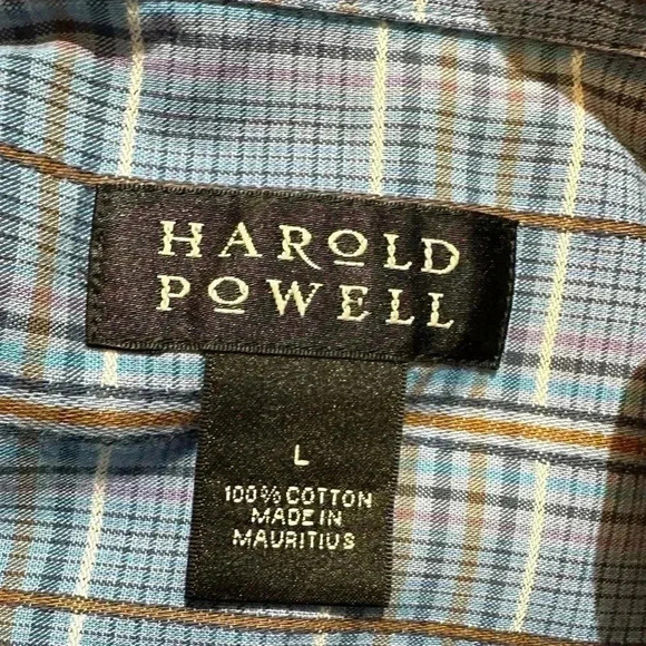 Harold Powell Long-Sleeve Button Down Light Blue Plaid Size L - Picture 3 of 3